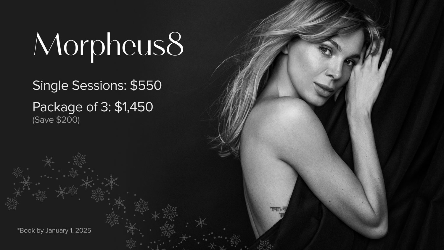 Morpheus8 pricing and booking information graphic.